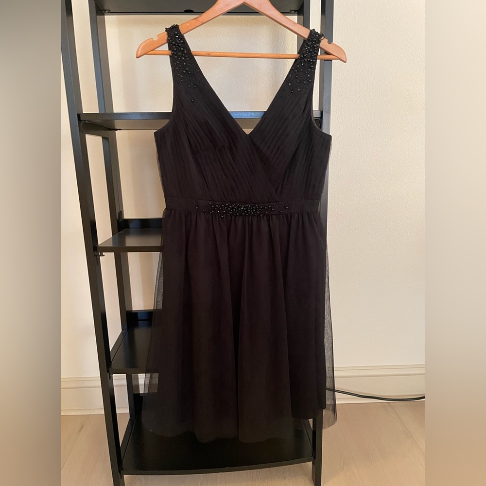 Adrianna Papell Black Tulle Sleeveless dress with Sequins
